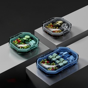 Organisateur de pilules de voyage portable à 4 compartiments en plastique, étui de transport pour médicaments quotidiens - Product Image 1