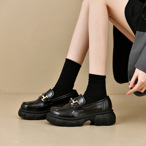 Platform Loafers for Women Microfiber Leather <strong>Shoes</strong> Small <strong>Size</strong> <strong>35</strong> Height Increasing Slip on Commuter Single <strong>Shoes</strong> - Product Image 1