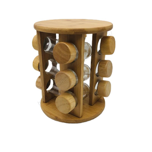 ชั้นวางเครื่องปรุงแบบหมุน 3 ชั้น รุ่น CL019 พร้อมฝาไม้ สำหรับขวดเครื่องเทศ ใช้ในครัวและร้านอาหาร ขายส่ง - Product Image 1