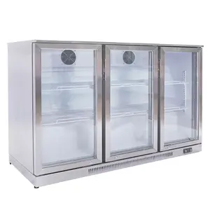Refrigerador de espectáculo comercial, vidrio, barra de cerveza de tres puertas, equipo de refrigeración de nevera