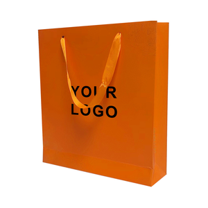 Customised Luxury Boutique Shopping Tote Gift <b>Paper</b> Bags Big Size Black White Gray <b>Orange</b> with Logo for Clothing and Shoes Gifts - Product Image 3