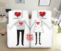 Housse de couette en microfibre à impression numérique séparée, motif Mr & Mrs, ensemble de draps, ensemble de literie pour la Saint-Valentin