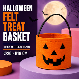 Cesto di caramelle personalizzato in feltro a forma di zucca di Halloween con manico, borsa regalo riutilizzabile <span class=keywords><strong>per</strong></span> feste - Product Image 2