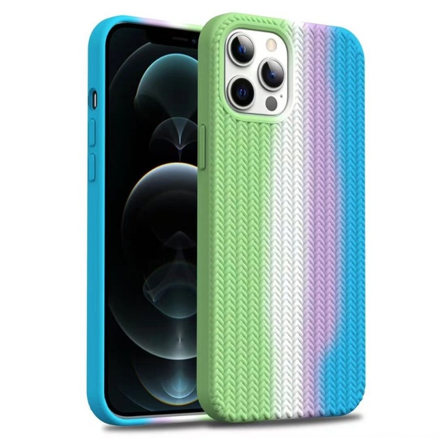 Retro Woven Pattern UV Painted Silicone Shockproof Phone Case for 17/16/15/14 Pro Max with 28 Colors Everyday Use