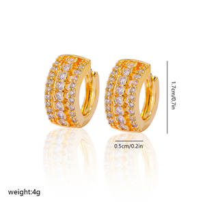 Boucles d'oreilles en zircon mosaïque <span class=keywords><strong>de</strong></span> haute qualité et bon marché, petites boucles d'oreilles créoles tendance - Product Image 2