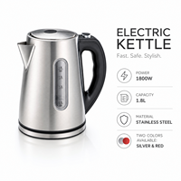 Bouilloire électrique 1,8 L grande capacité, ébullition rapide avec fonction numérique, en acier inoxydable 304 brossé pour usage hôtelier
