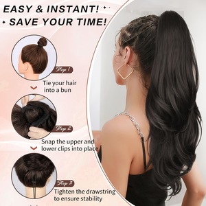 Extensiones de Cabello Sintético de Fibra de Alta Temperatura para <span class=keywords><strong>Mujer</strong></span>, Estilo Cruzado FX-HA19, Rizo Grande Natural, Cola de Caballo con Cordón, Peluca al por Mayor - Product Image 3