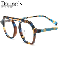 Gafas de acetato Borregls para mujer, montura de alta calidad, gafas de diseñador de marca, gafas de aviador a la moda, gafas ópticas para hombre 19174