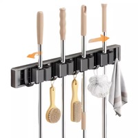 Support mural pour balai en caoutchouc, sans perçage, pour salle de bain, support de rangement amovible, organisateur multifonctionnel, moderne et minimaliste