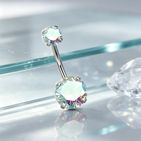 Anneau de nombril en acier chirurgical 316L avec zircon 5A, piercing de ventre à quatre griffes, barbell banane, bijou corporel pour femme, cadeau