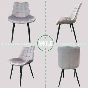 Ensemble <span class=keywords><strong>de</strong></span> table à manger dernier cri avec <span class=keywords><strong>8</strong></span> <span class=keywords><strong>chaises</strong></span> <span class=keywords><strong>grises</strong></span> en velours capitonné pour salle à manger et cuisine - Product Image 5