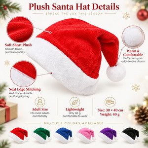 Chapeaux de Noël en velours personnalisés avec logo, impression par transfert thermique, ajustables, unisexes, pour adultes, pour fêtes, vente en gros - Product Image 5