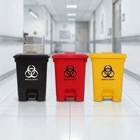 Poubelle à pédale jaune pour hôpital de 15l, 25l, 50l, 120l, 240l, 660l, 1100 litres, bac à déchets médicaux