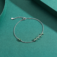 925 argent Sterling feuille verte zircone réglable lien chaîne Bracelet pour les femmes mode bijoux de mariage accessoires