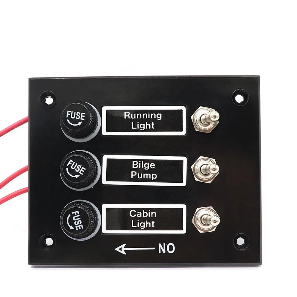 Amomd 12/24V 3P Panel saklar Toggle dengan sekring kaca 15A Max arus CE bersertifikat untuk mobil perahu RV