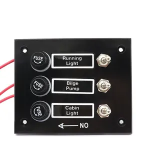 Amomd 12/24V 3P Panel de interruptor de palanca con fusible de vidrio 15A Corriente máxima Certificación CE para coche Barco RV