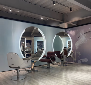 Station de <span class=keywords><strong>salon</strong></span> de coiffure de luxe, miroir rond de maquillage, <span class=keywords><strong>salon</strong></span> de beauté - Product Image 3