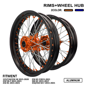 Ensemble de roues avant et arrière pour moto SX <span class=keywords><strong>125</strong></span> 250 XC SXF TC 17 pouces, jantes orange et bleues pour <span class=keywords><strong>KTM</strong></span> - Product Image 2