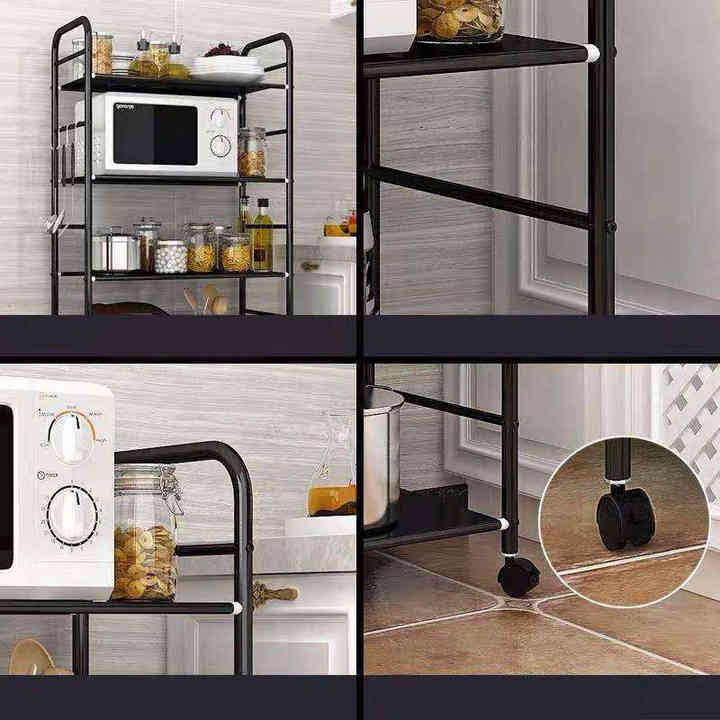 Microwave Oven 3-tier Storage Rack Kitchen Black Multi-functional ...