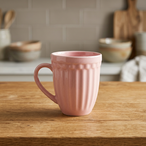 Mug en céramique rose côtelé, tasse à café mate, tasse à thé et caféine pour la maison, le café ou comme cadeau - Product Image 2