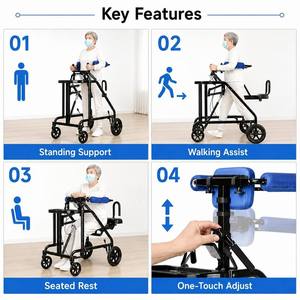 <span class=keywords><strong>Deambulatore</strong></span> per Riabilitazione dell'Emiplegia 3 in 1 <span class=keywords><strong>con</strong></span> Seduta, Freni e Altezza Regolabile - Product Image 2