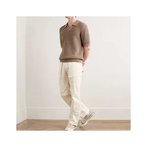 T-shirt pour homme en coton 100% uni, col en V, tricoté, doux, respirant, décontracté, de qualité supérieure, confortable, léger et tendance - Product Image 3