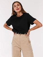 Ohsisa Lässiges Einfarbiges O-Ausschnitt Weiches Gestricktes Baumwoll-Kurzarm-T-Shirt mit Normaler Passform für Frühling/Sommer Streetwear Qualitäts-Basis-Damen-T-Shirt