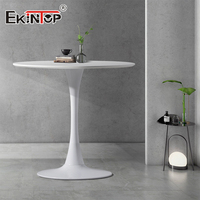 Ekintop Table de bar design moderne nordique pour boîte de nuit, blanche, cadre en métal, café, cocktail, rond, doré, marbre