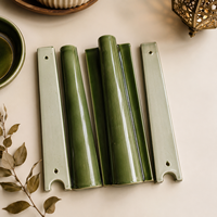 Carrelage Céramique 3D Façonné en Bambou Vert Vibrant, Étanche et Fait Main, Idéal pour la Décoration Murale Intérieure d'Hôtels de Charme et de Cafés