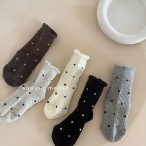 Korean Style Polka Dot Stack <b>Socks</b> Women Medium Thickness Breathable Mid Calf <b>Socks</b> With Lace Trim For Autumn <b>Winter</b> - Product Image 4