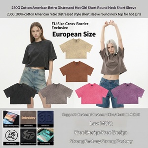 <span class=keywords><strong>T</strong></span>-<span class=keywords><strong>shirt</strong></span> court en coton 230g pour <span class=keywords><strong>femme</strong></span>, style <span class=keywords><strong>vintage</strong></span> délavé, coupe ample et douce, épaules tombantes, décolleté sexy, effet vieilli - Product Image 3