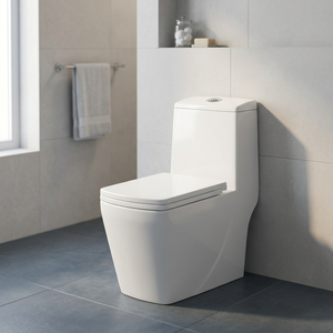Offre Spéciale : Ensemble WC Monobloc Moderne en Céramique à Poser au Sol avec Double Chasse et Lavabo sur Pied pour Salle de Bain - Product Image 5