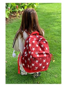 <span class=keywords><strong>Zaino</strong></span> con Logo personalizzato Vintage College <span class=keywords><strong>rosso</strong></span> con stampa a stelle rosse grande borsa per studenti universitari Casual da <span class=keywords><strong>donna</strong></span> <span class=keywords><strong>zaino</strong></span> da scuola - Product Image 3