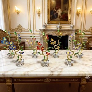 Adornos Florales de Cristal, Decoración de Mesa de Estilo Europeo, 10.5x6.5x27cm, Diseño de Flor de Ciruelo, Decoración para el Hogar - Product Image 1