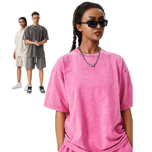 Camiseta Oversize Lisa para Impresión Digital, Estilo Vintage con Lavado Ácido, Unisex, Hombros Caídos, Algodón Grueso de Alto Gramaje - Product Image 3