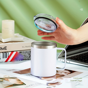 Mug à café isotherme en acier inoxydable à double paroi de 12 oz (354 ml) avec poignée et couvercle, réutilisable, pour le camping et le bureau - Product Image 5