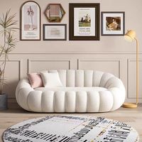 Canapé de salon moderne en velours blanc, modèle citrouille, très demandé