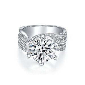 Chattering Hot S925 Silver III Love 5 Karat Mosang Moissanite Diamond Ring Internet Celebrity Fashion Light Luxury Cross-Border - Product Image 5