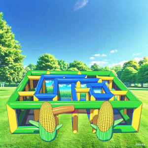 Gran oferta, casa de rebote inflable, juego de laberinto de maíz embrujado, juegos al aire libre, laberinto inflable para adultos y niños - Product Image 1