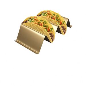 Support de tacos en acier inoxydable en gros, plateau irrégulier en PP écologique pour mariages et fêtes, avec assiette incluse - Product Image 2