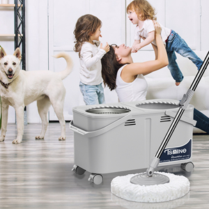 Cleaning Round <strong>Mop</strong> <strong>and</strong> <strong>Bucket</strong> with Wheel Set Separate Clean <strong>and</strong> Dirty Water Floor Wringing <strong>Spin</strong> 360 Rotating <strong>Mop</strong> <strong>and</strong> <strong>Bucket</strong> Set - Product Image 1