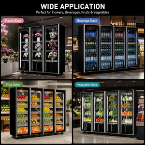 Vitrine réfrigérée commerciale d'<span class=keywords><strong>occasion</strong></span> pour boissons de supermarché avec <span class=keywords><strong>portes</strong></span> vitrées et réfrigérateur vertical pour boissons et bières - Product Image 3