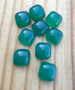 พลอยออนิกซ์สีเขียวธรรมชาติทรงหมอนแบบหลังแบนสำหรับทำเครื่องประดับแหวนสำหรับผู้ชายผู้หญิง สร้อยข้อมือประจำเดือนพฤษภาคม - Product Image 2