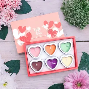 Custom Gift set van 6 hart vorm tin fragance kaars