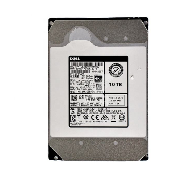 Original for Dell EMC SAS 3.5" 10TB 12Gb 7.2K LFF Hot Swap Hard Drive with X7K8W Tray