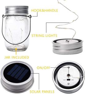 Lumière solaire suspendue Owl 20 LED IP65 étanche pour extérieur, guirlande lumineuse féerique pour couvercle de bocal Mason, pour Noël, patio, jardin, cour - Product Image 2