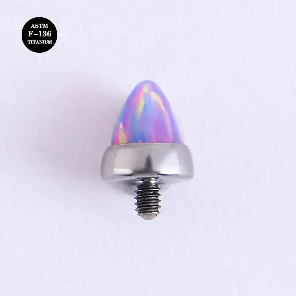 14G ASTM F136 titanio dérmico pezón lengua Piercing Barbell Top Spike Opal accesorio roscado interno 1,2mm