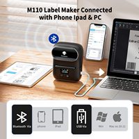 Phomemo M110 BT Petite imprimano imprimano pembuat kode batang portabel, untuk pencetak kode batang Android & IOS segi empat
