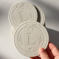 Sous-verres en carton épais personnalisés en typographie, gaufrés, pour café, bar, paysage urbain, vente en gros, fournitures artisanales pour fêtes