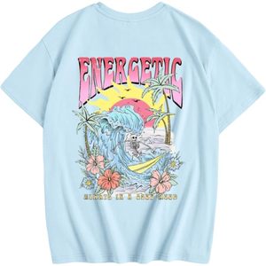 Camiseta gráfica para mujer FOXA, camiseta de verano de algodón de manga corta con estampado floral para la playa, tops transpirables para vacaciones - Product Image 5